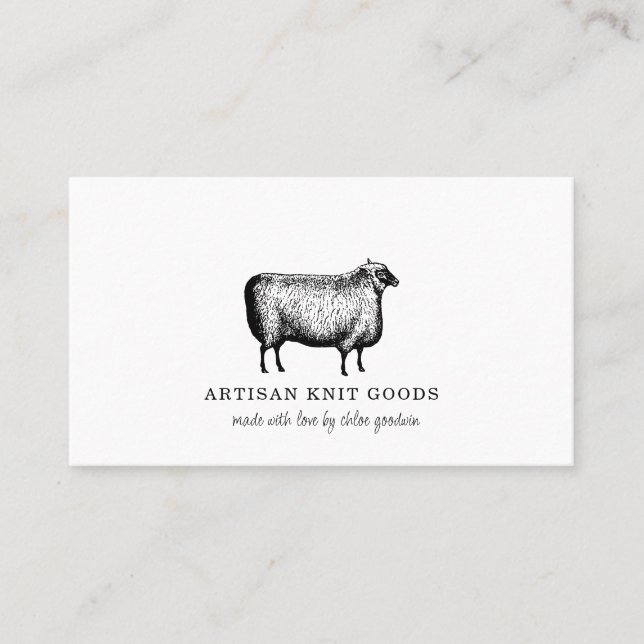 Illustrated Sheep Knitting Business Card (Front)