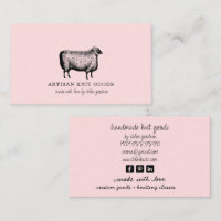 Illustrated Sheep Knitting Pink Business