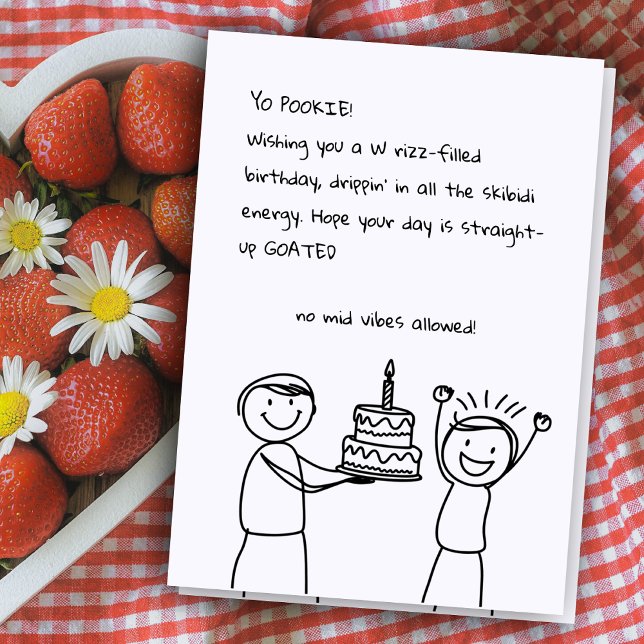 Illustrated Sketch GenZ Rizz Funny Birthday slang Card (Creator Uploaded)