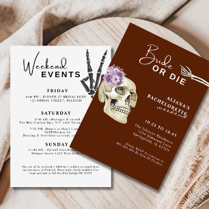 Illustrated Skull Bride or Die Floral Bachelorette Invitation
