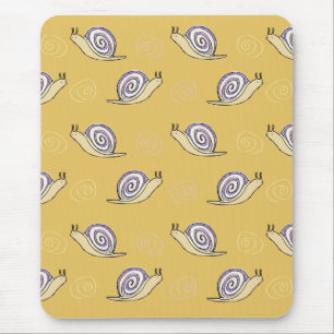 Illustrated Snails and Swirls Pattern Mouse Mat