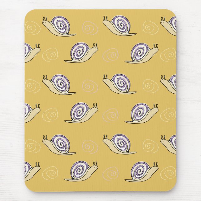 Illustrated Snails and Swirls Pattern Mouse Mat (Front)