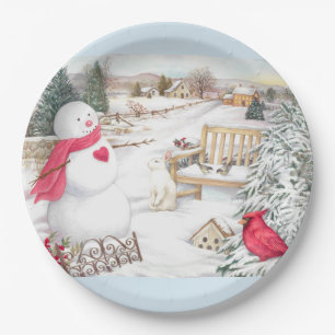 Illustrated Snowmen Winter Wonderland  Paper Plate