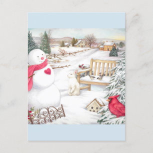 Illustrated Snowmen Winter Wonderland  Postcard