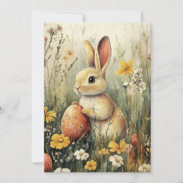 Illustrated Spring Bunny Easter Holiday Card