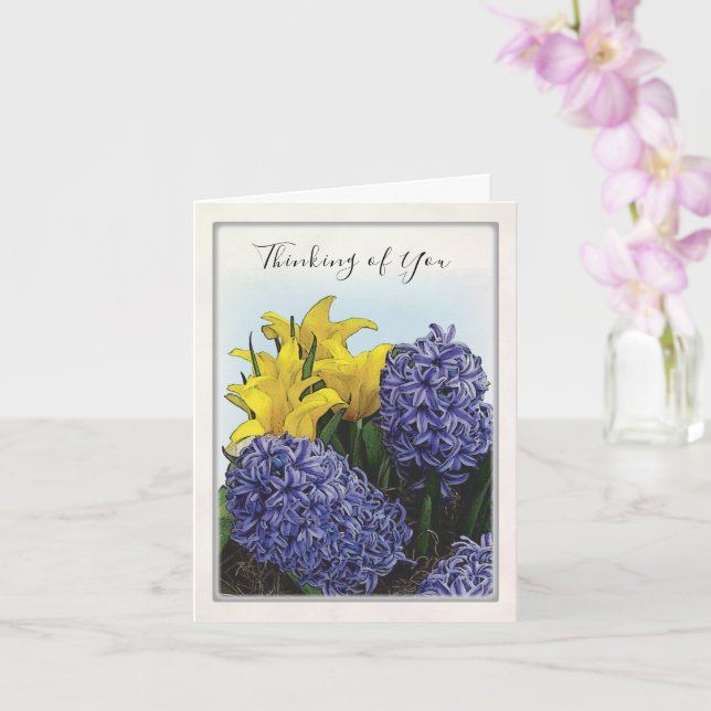 Illustrated Spring Floral Folded Greeting Card (Orchid)
