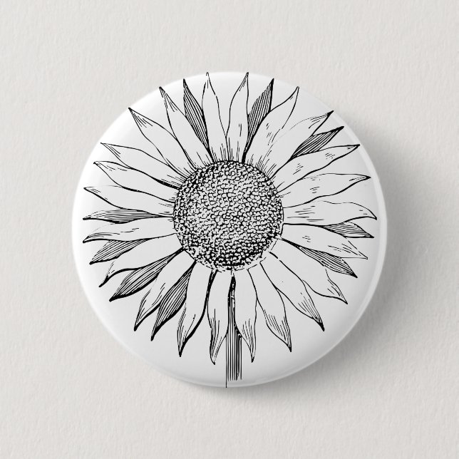 Illustrated Sunflower 6 Cm Round Badge (Front)