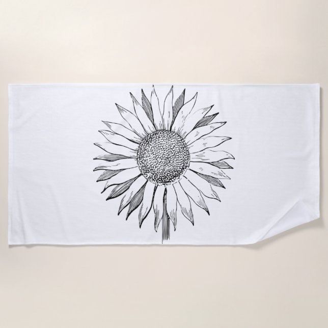 Illustrated Sunflower Beach Towel (Front)