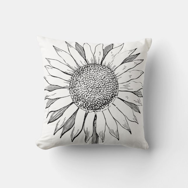Illustrated Sunflower Cushion (Front)