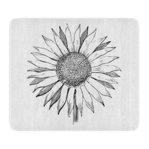 Illustrated Sunflower Cutting Board