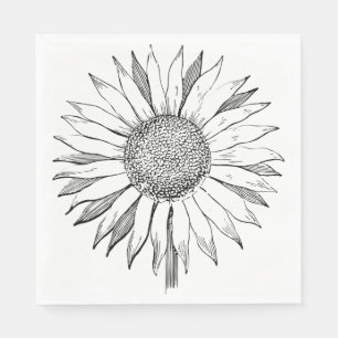 Illustrated Sunflower Napkin