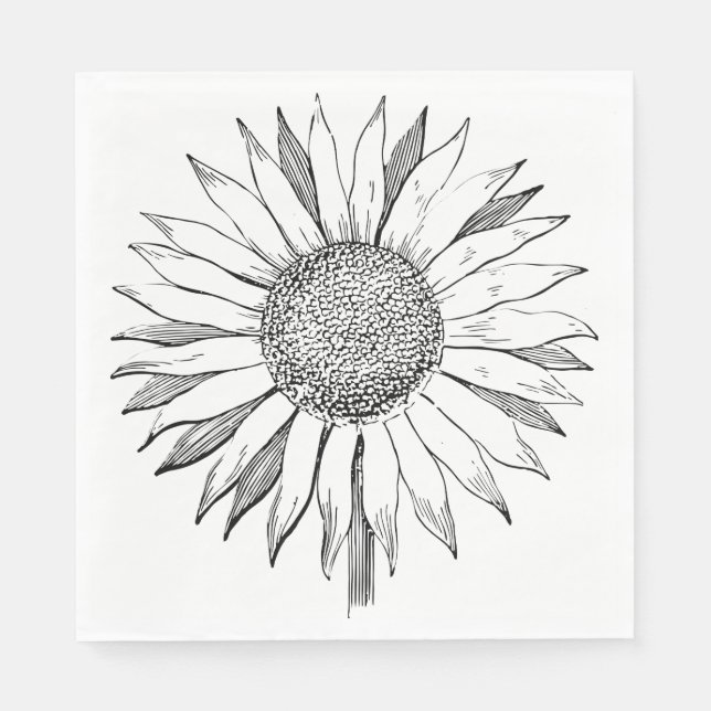 Illustrated Sunflower Napkin (Front)