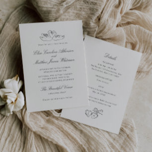 Illustrated Swans Whimsical All in One Wedding Invitation