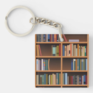 Illustrated Tall Bookshelf Key Ring