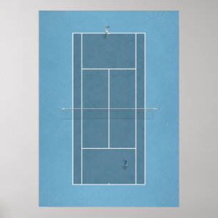 Illustrated Tennis Court from above Poster