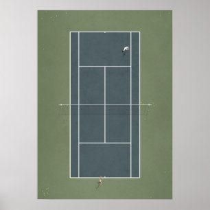 Illustrated Tennis Court from above Poster