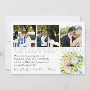 Illustrated Thank You Wedding PHOTO Collage Card