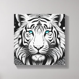 Illustrated Tiger Face Canvas Print