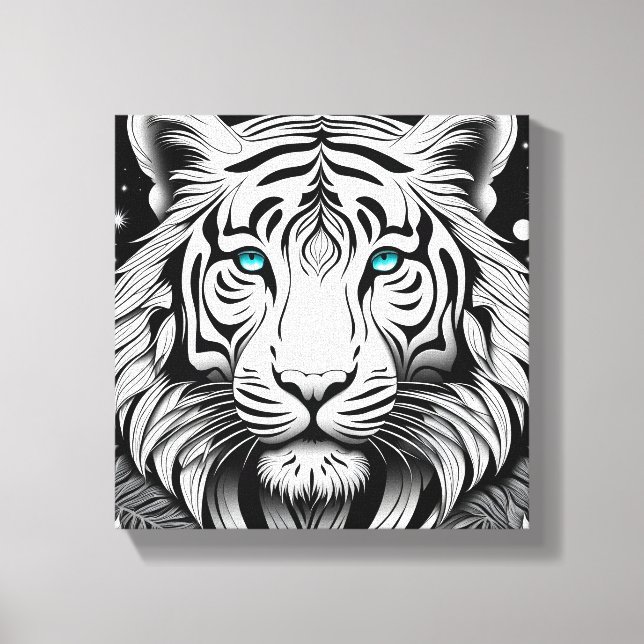 Illustrated Tiger Face Canvas Print (Front)