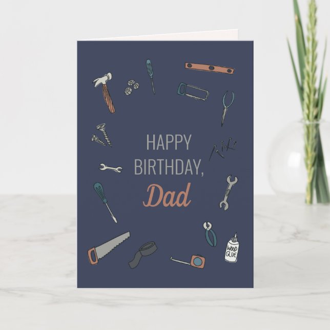 Illustrated tools Male birthday Dad Card (Front)