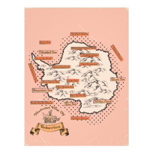 Illustrated Travel map Antarctica Photo Print