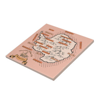 Illustrated Travel map Antarctica Tile