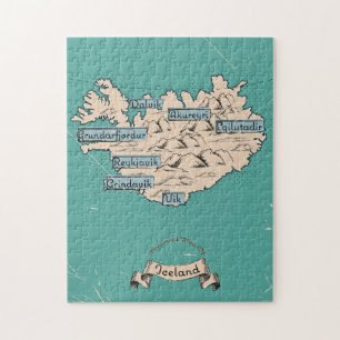 Illustrated Travel map Iceland Jigsaw Puzzle