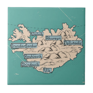 Illustrated Travel map Iceland Tile