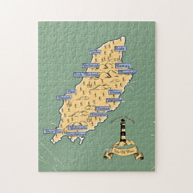 Illustrated Travel map Isle Of Man Jigsaw Puzzle (Vertical)