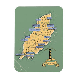 Illustrated Travel map Isle Of Man Magnet