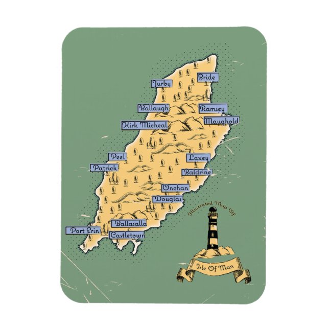 Illustrated Travel map Isle Of Man Magnet (Vertical)