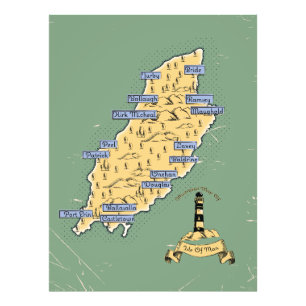 Illustrated Travel map Isle Of Man Photo Print