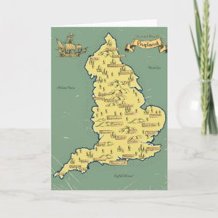 Illustrated Travel map of England Invitation