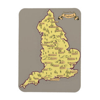 Illustrated Travel map of England Magnet