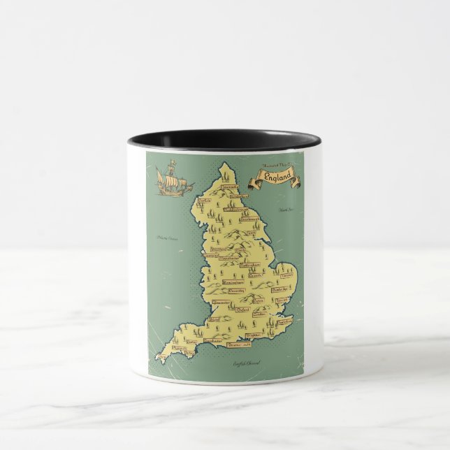 Illustrated Travel map of England Mug (Center)