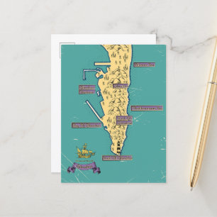 Illustrated Travel map Of Gibraltar Announcement Postcard