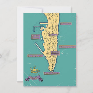 Illustrated Travel map Of Gibraltar Invitation
