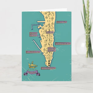 Illustrated Travel map Of Gibraltar Invitation