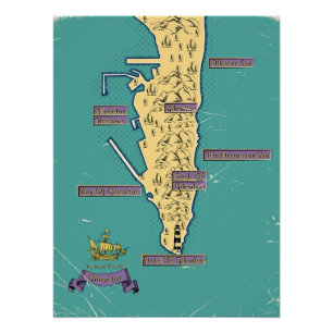 Illustrated Travel map Of Gibraltar Poster