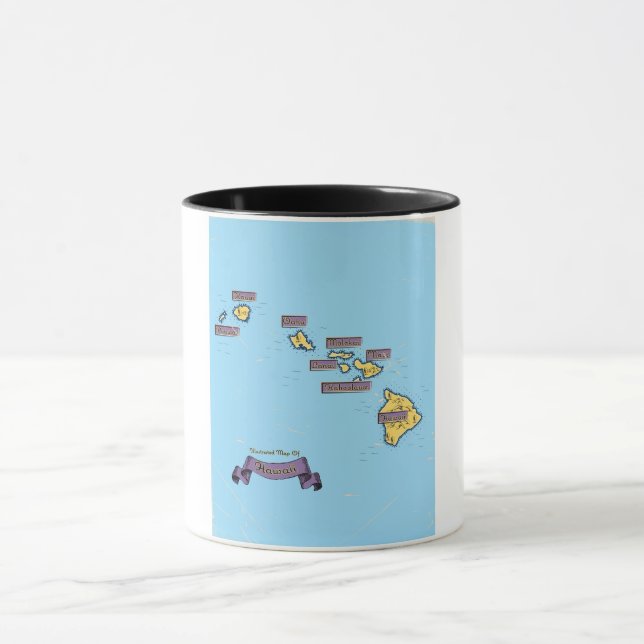 Illustrated Travel map Of Hawaii Mug (Center)