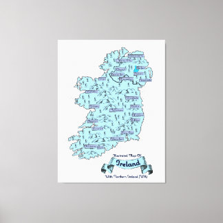 Illustrated Travel map of Ireland Canvas Print