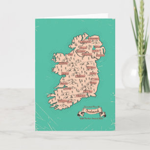 Illustrated Travel map of Ireland Invitation