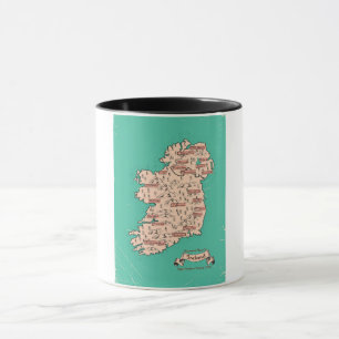 Illustrated Travel map of Ireland Mug