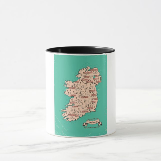 Illustrated Travel map of Ireland Mug (Center)