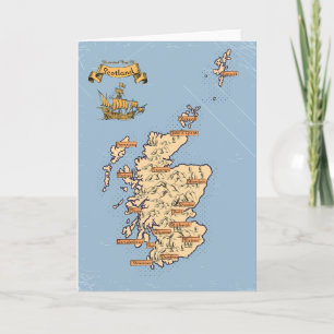 Illustrated Travel map of Scotland Invitation
