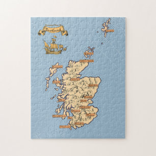 Illustrated Travel map of Scotland Jigsaw Puzzle
