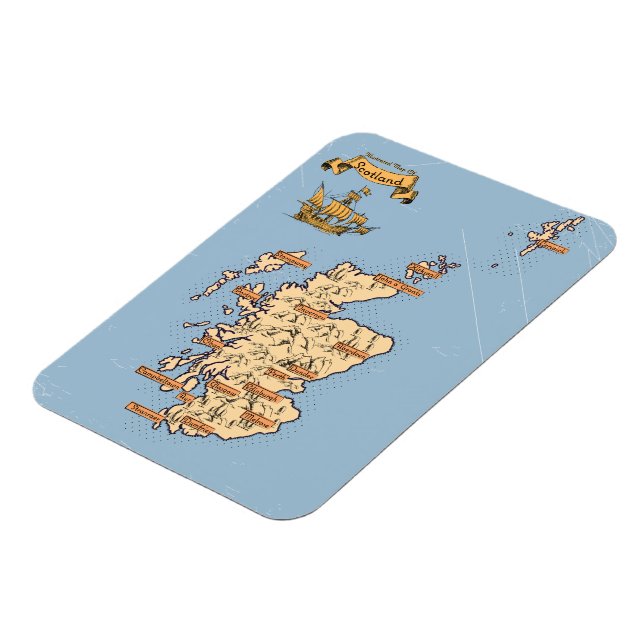 Illustrated Travel map of Scotland Magnet (Left Side)