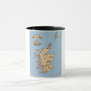 Illustrated Travel map of Scotland Mug