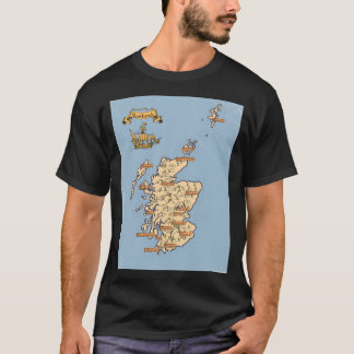 Illustrated Travel map of Scotland T-Shirt