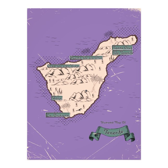 Illustrated Travel map Of Tenerife Photo Print (Front)